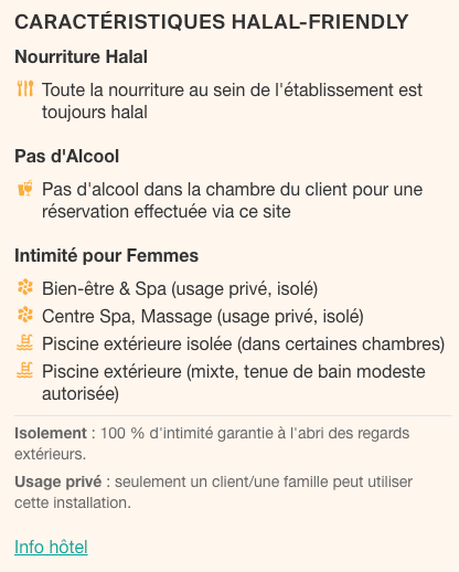 Les données halal-friendly de l'établissement sont disponibles