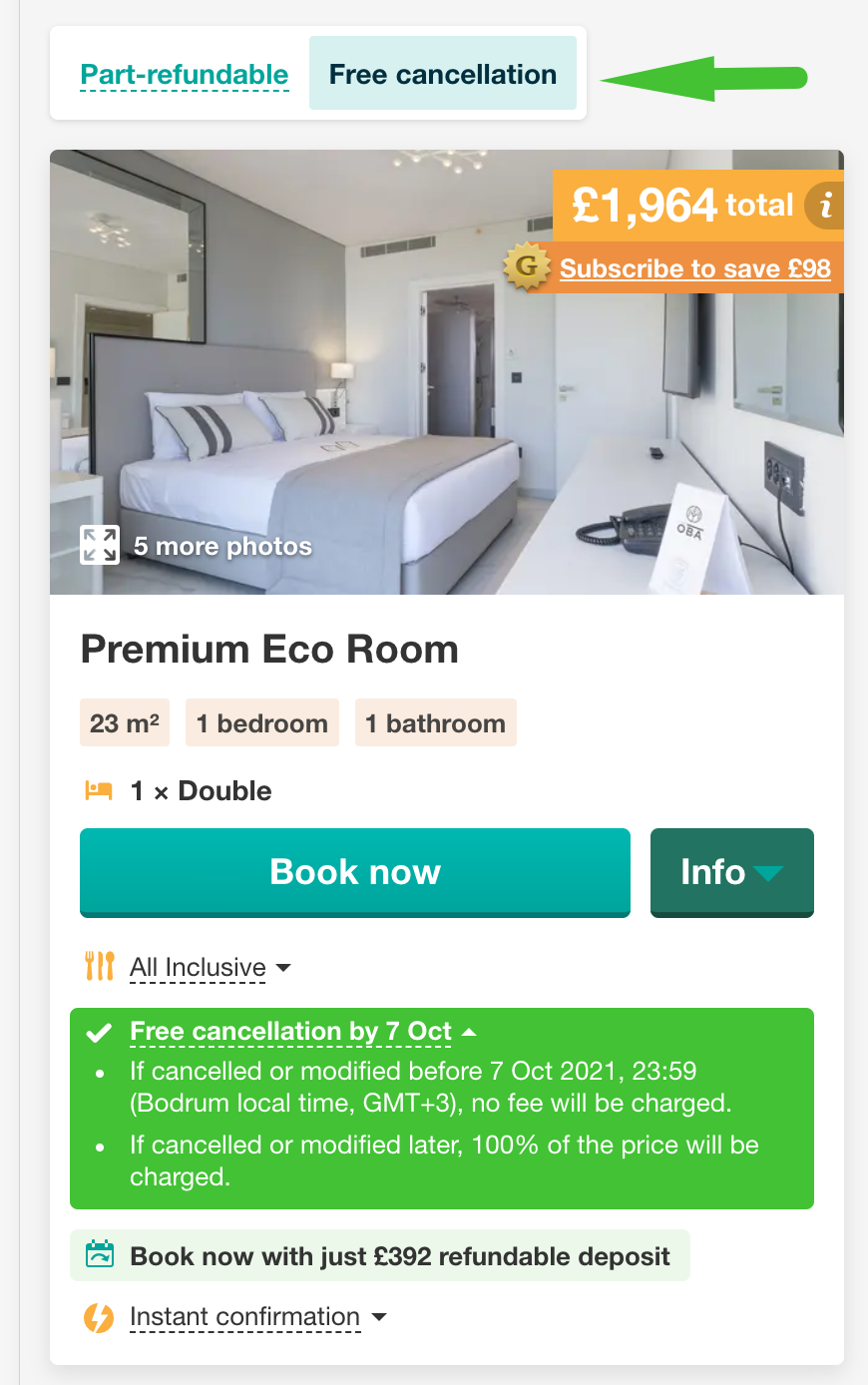 Free cancellation policy