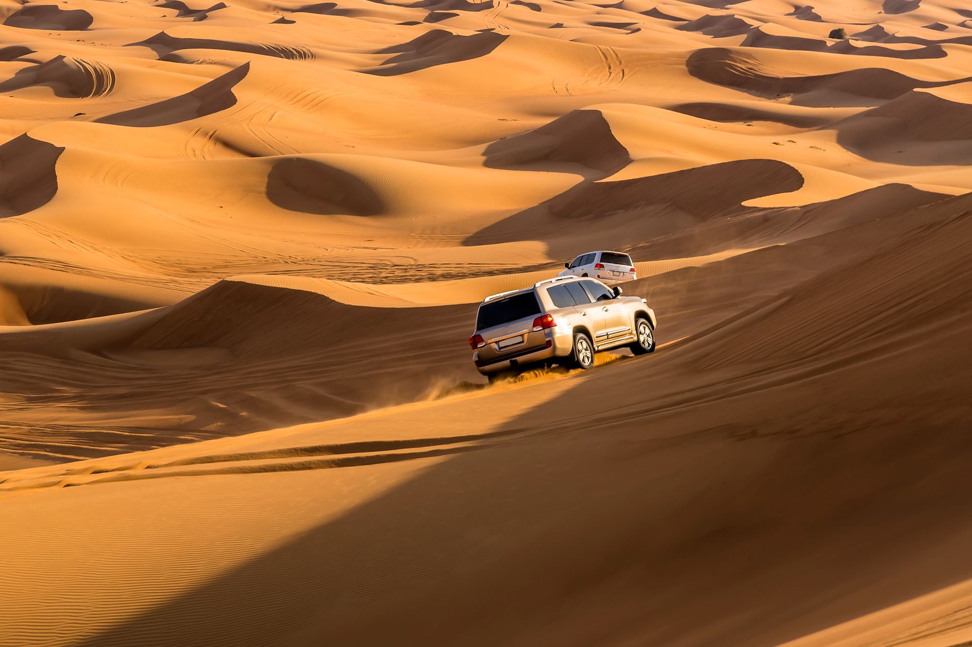 A desert safari in the red desert at Hatta near Dubai, UAE