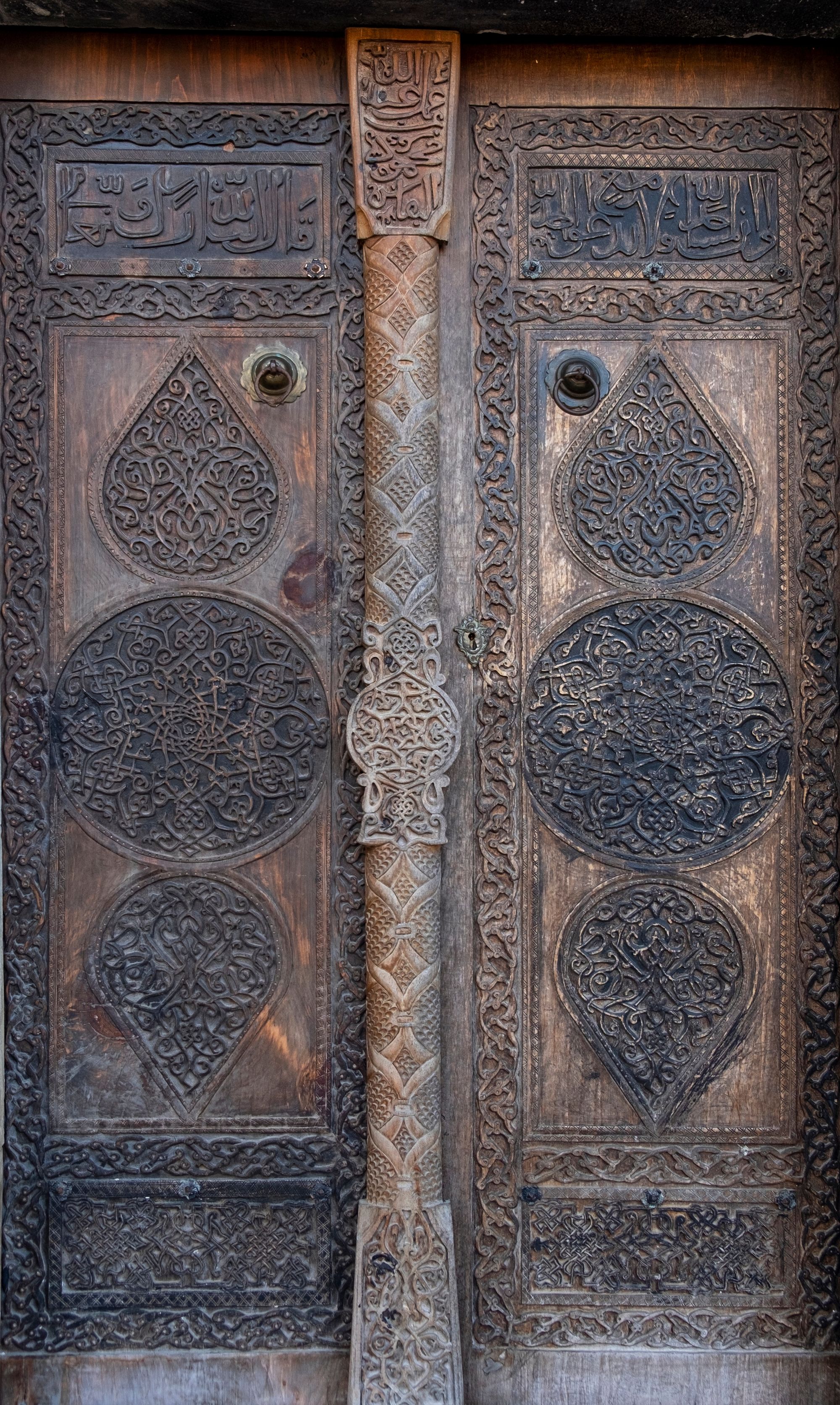 Embroidered wooden door of the Mahmud Bey Mosque